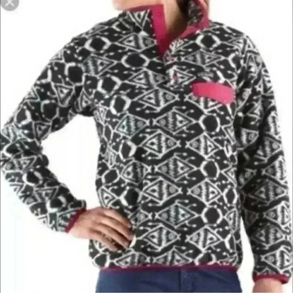 Patagonia Synchilla Fleece Rare Fish Ikat Print Pullover Women’s Size M - Picture 1 of 8